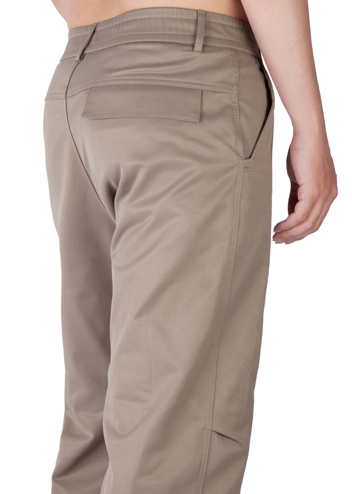 Mens Elastic Waistband Chino Pants Straight Legs Regular Fit Khaki