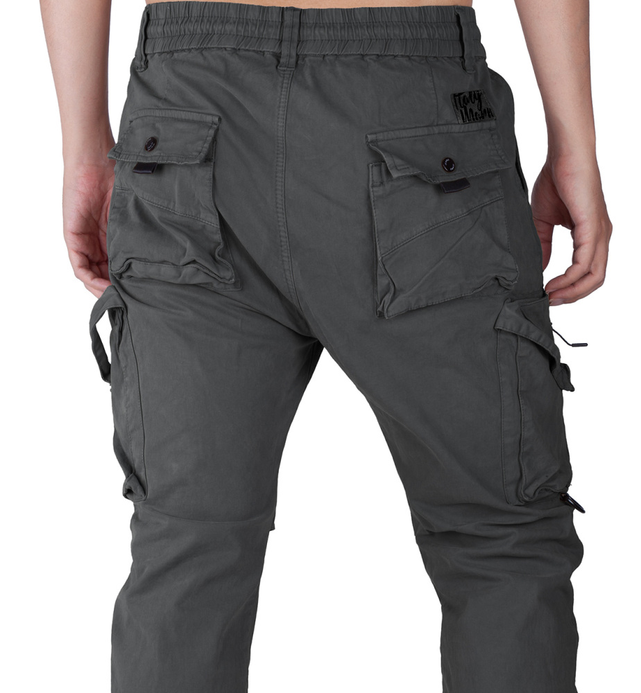 Man Wild Cargo Jogger Pants Slim Fit Dark Grey