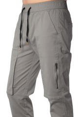 Mens Joggers with Zipper Pockets Slim Fit Mid Grey