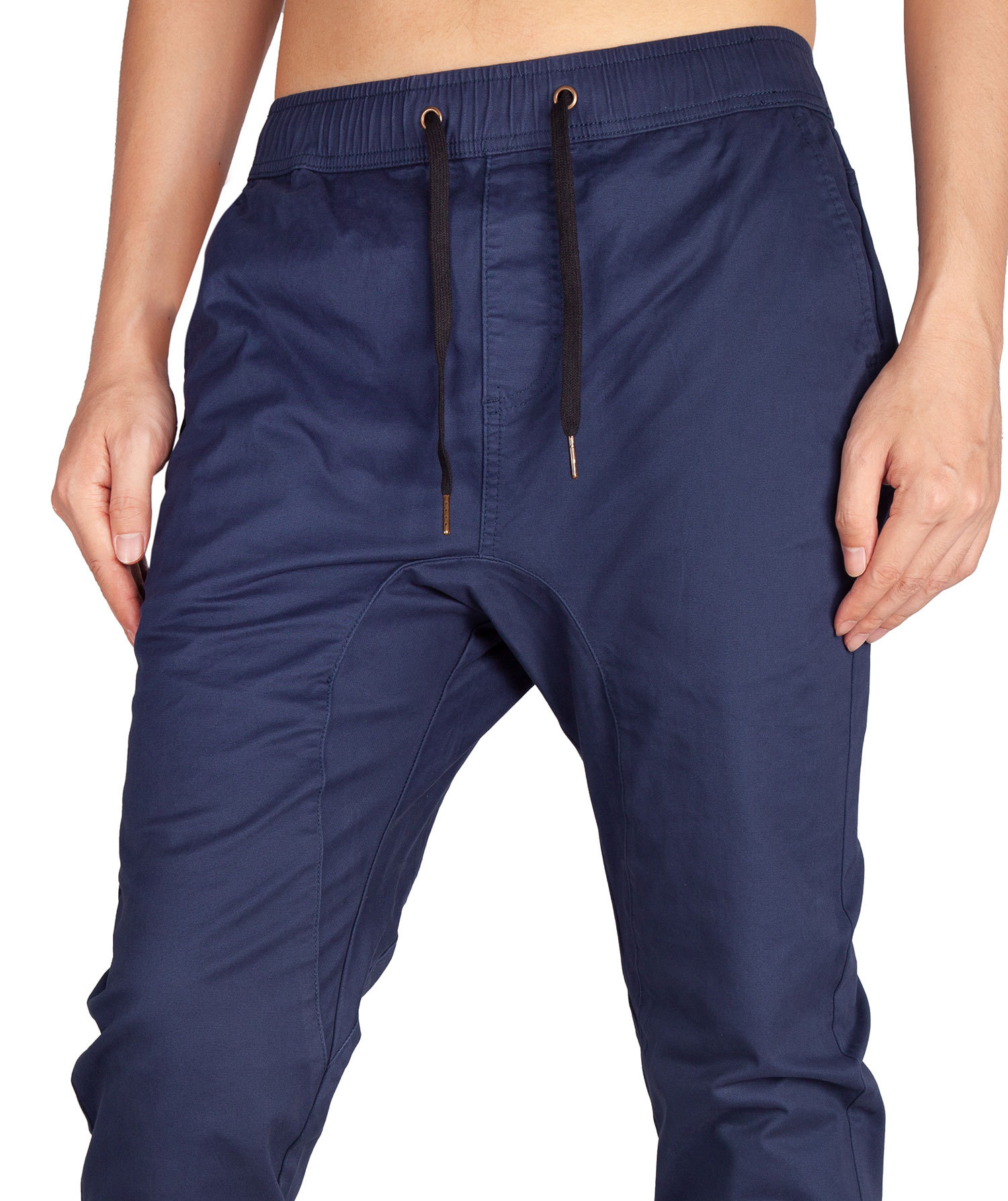 Mens Jogger Pants with Pockets Open Hem Slim Fit Navy Blue