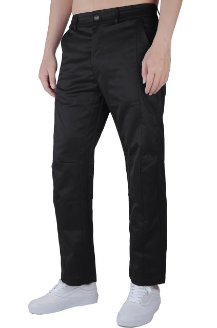 Mens Elastic Waistband Chino Pants Straight Legs Regular Fit Black