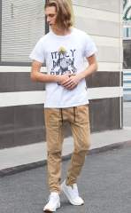 Mens Joggers with Zipper Pockets Slim Fit Khaki