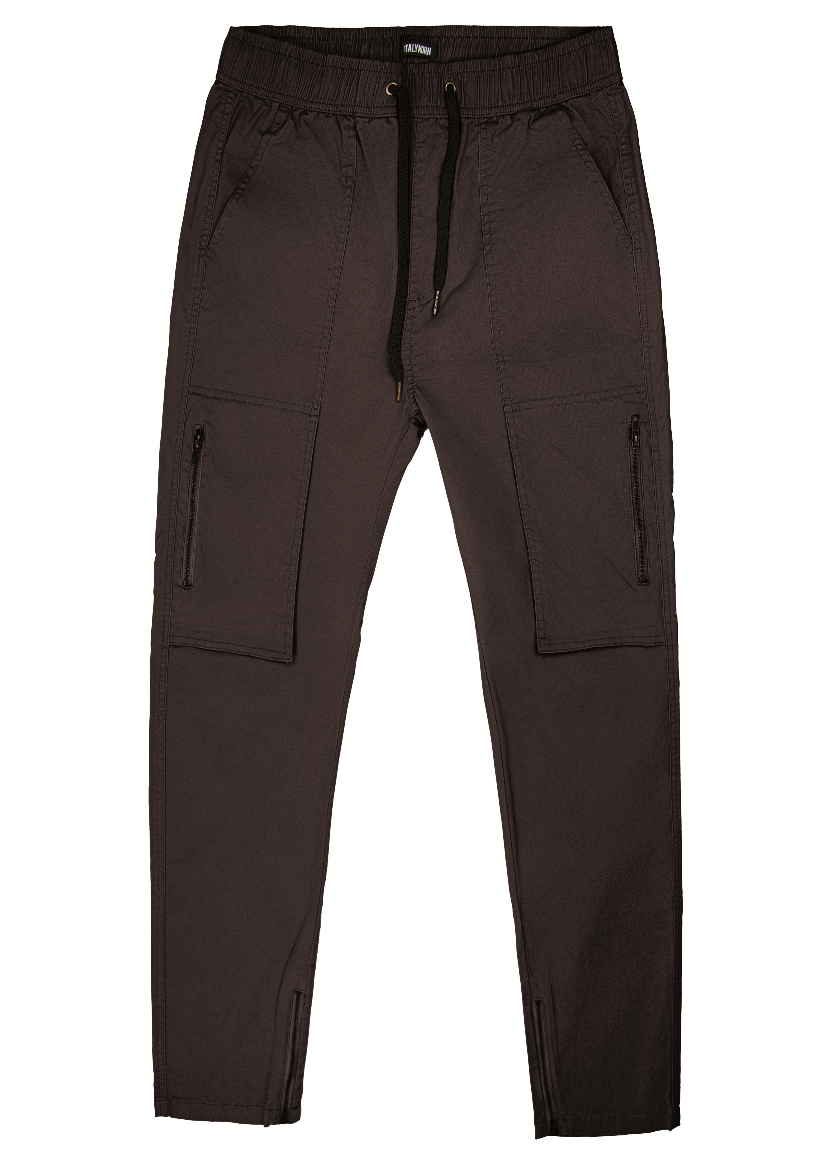 Mens Joggers with Zipper Pockets Slim Fit Coffee