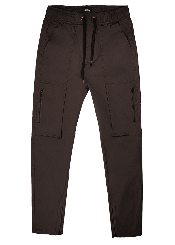 Mens Joggers with Zipper Pockets Slim Fit Coffee