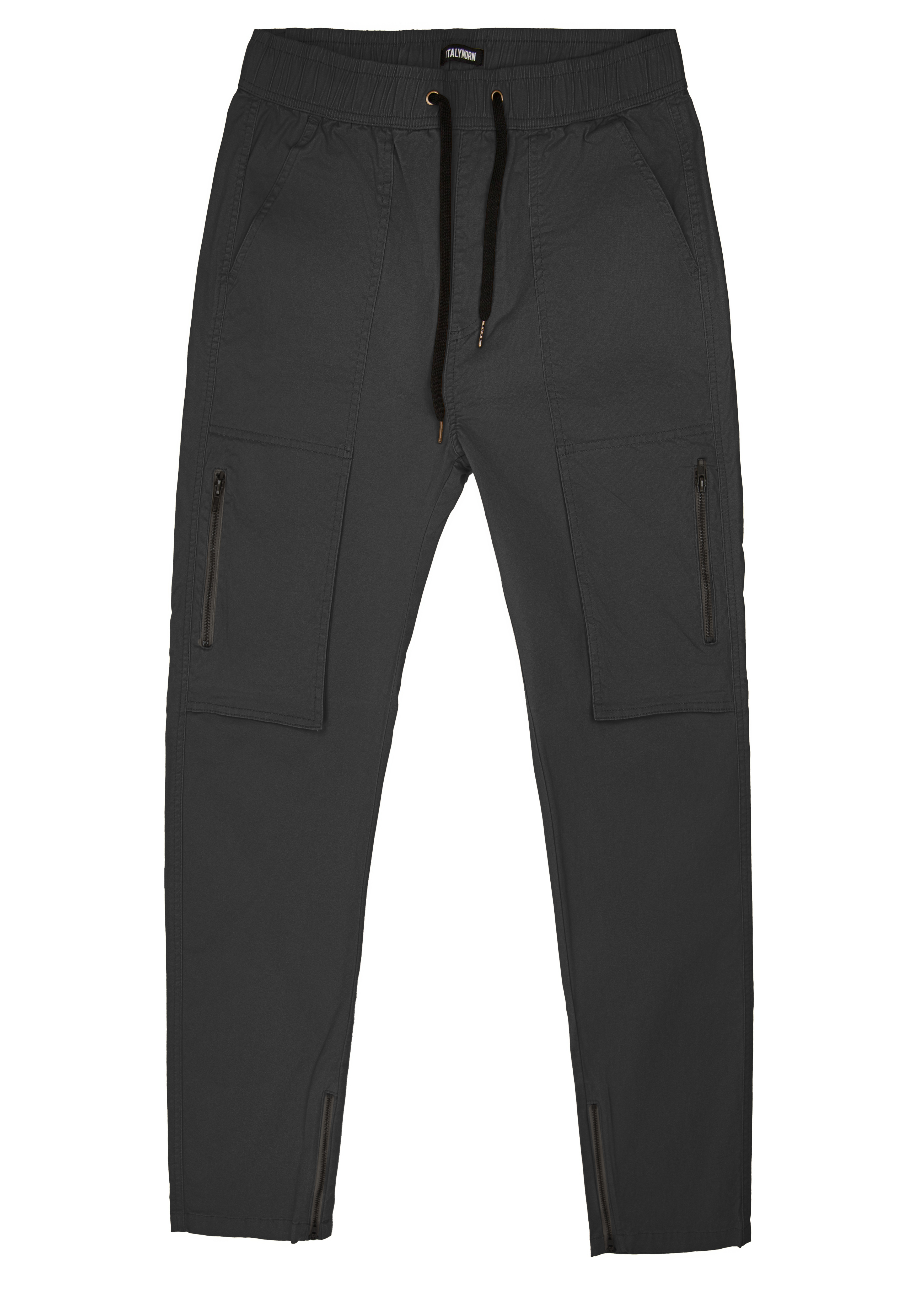 Mens Joggers with Zipper Pockets Slim Fit Dark Grey