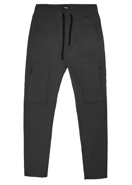 Mens Joggers with Zipper Pockets Slim Fit Dark Grey