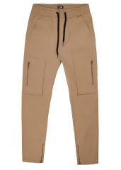 Mens Joggers with Zipper Pockets Slim Fit Dark Khaki