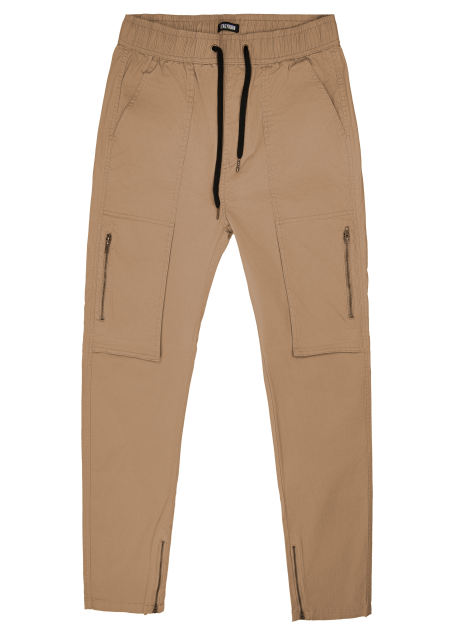 Mens Joggers with Zipper Pockets Slim Fit Dark Khaki