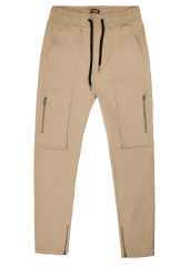 Mens Joggers with Zipper Pockets Slim Fit Khaki