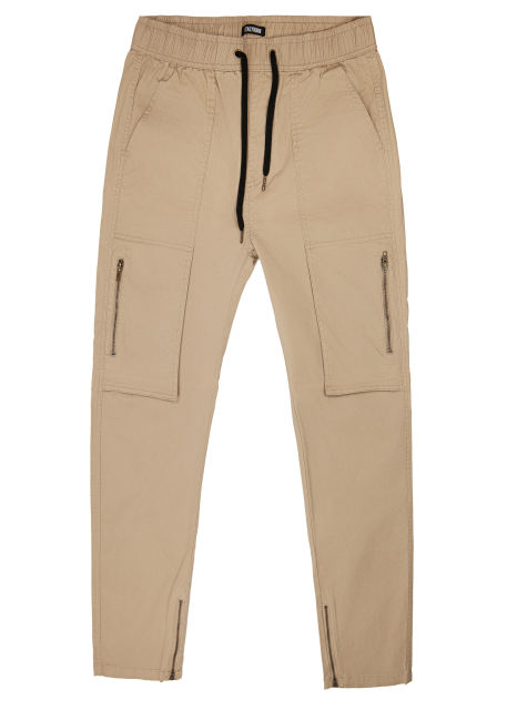 Mens Joggers with Zipper Pockets Slim Fit Khaki