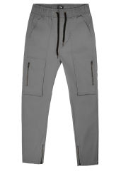 Mens Joggers with Zipper Pockets Slim Fit Mid Grey