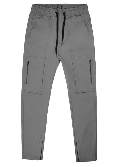 Mens Joggers with Zipper Pockets Slim Fit Mid Grey