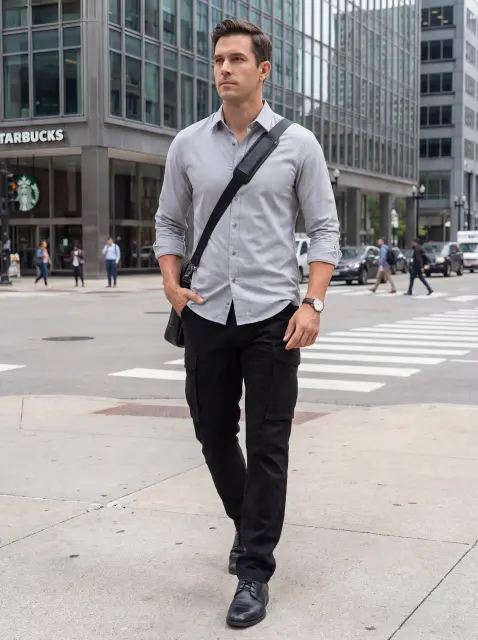 Men's Slim-Fit Cargo Pants - Jet Black