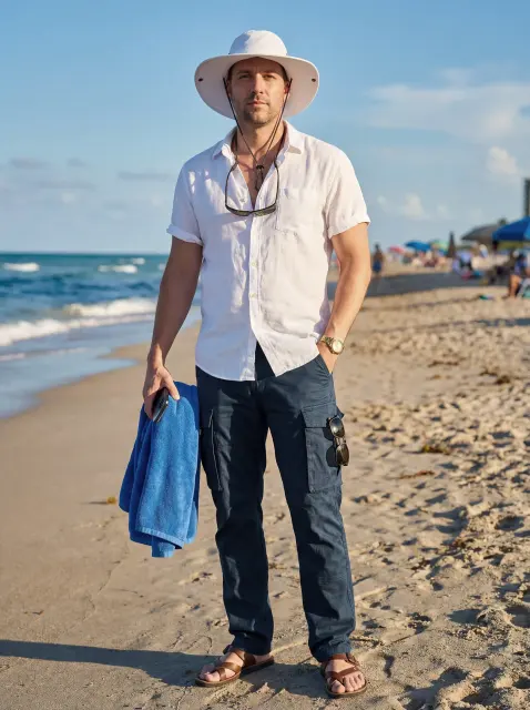 Men's Slim-Fit Cargo Pants - Deep Blue