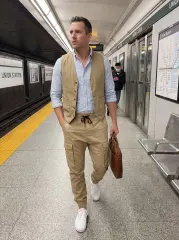 Man Cargo Jogger Pants Slim Fit Khaki