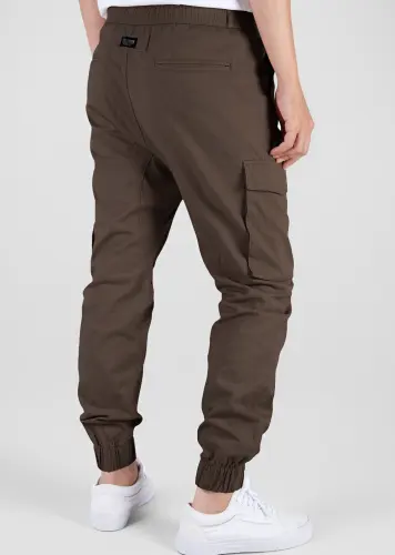Man Cargo Jogger Pants Slim Fit Dark Brown