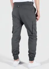 Man Cargo Jogger Pants Slim Fit Dark Grey