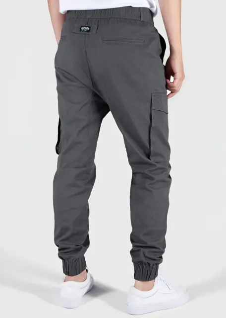 Man Cargo Jogger Pants Slim Fit Dark Grey