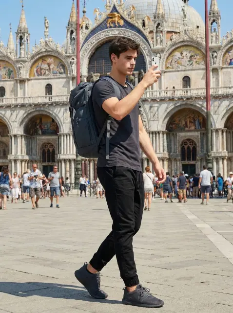 Men's Slim-Fit Chino Joggers - Black