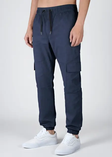 Men Cargo Joggers Athletic Pants Navy Blue