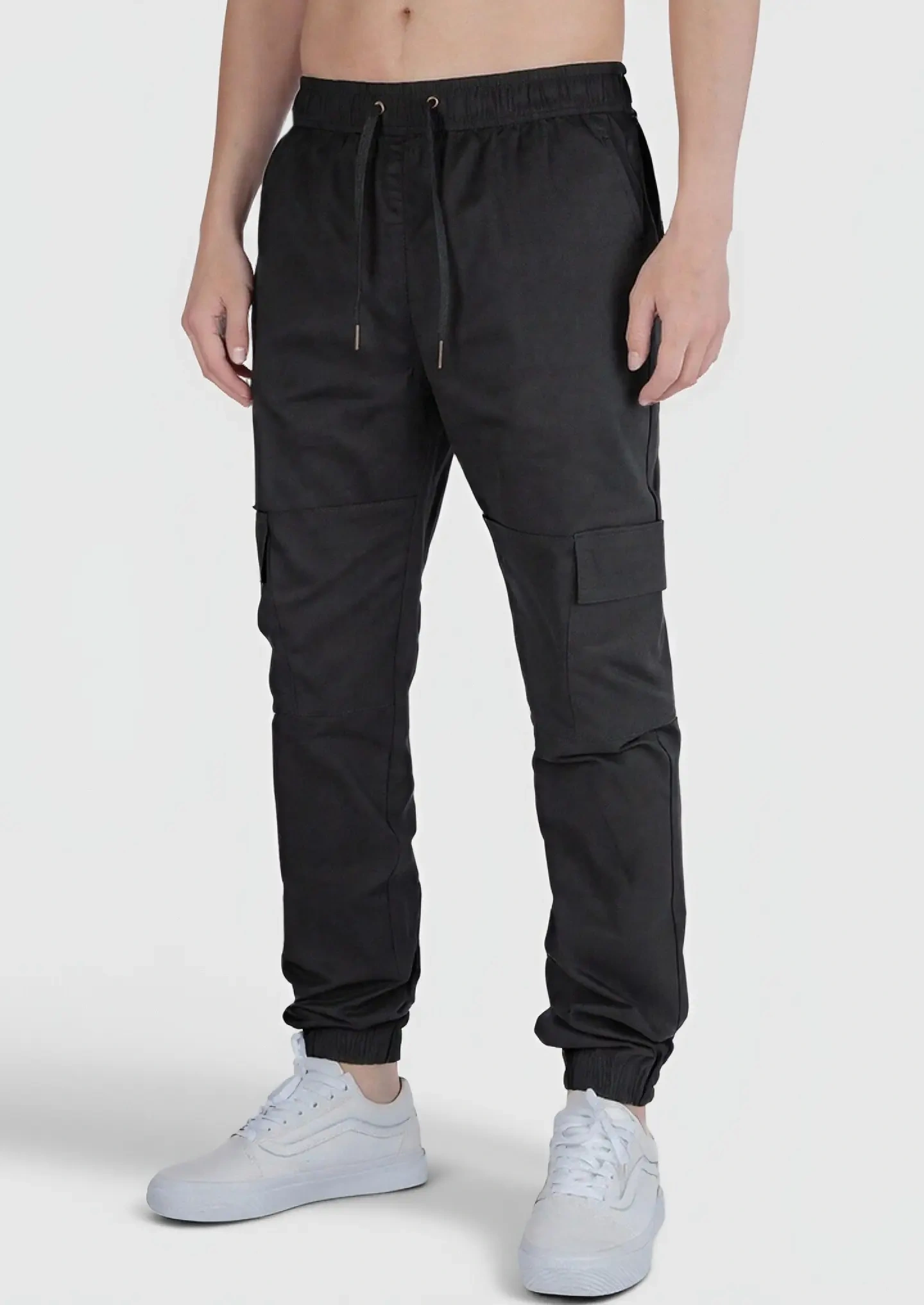Men Cargo Joggers Athletic Pants Black