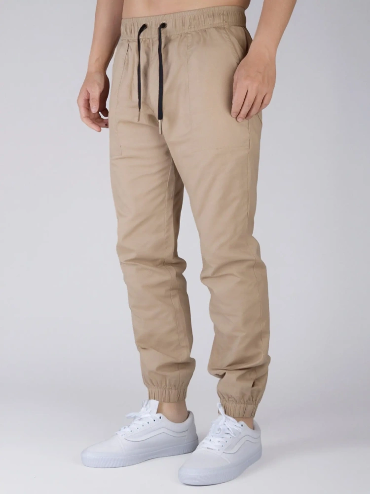 Men Joggers with Pockets Slim Fit Athletic Pants Khaki