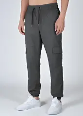 Men Cargo Joggers Athletic Pants Dark Grey