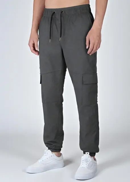 Men Cargo Joggers Athletic Pants Dark Grey