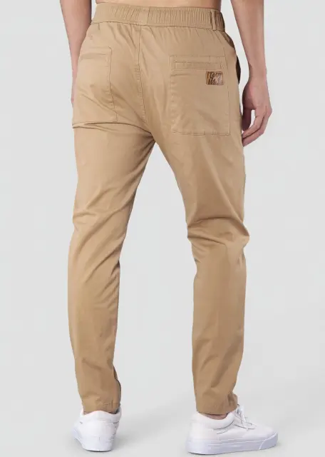 Mens Joggers with Zipper Pockets Slim Fit Khaki
