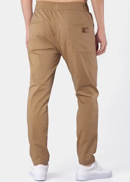Mens Joggers with Zipper Pockets Slim Fit Dark Khaki