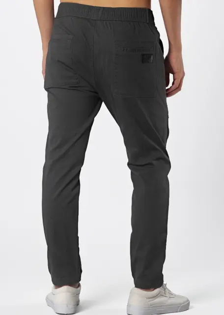 Mens Joggers with Zipper Pockets Slim Fit Dark Grey