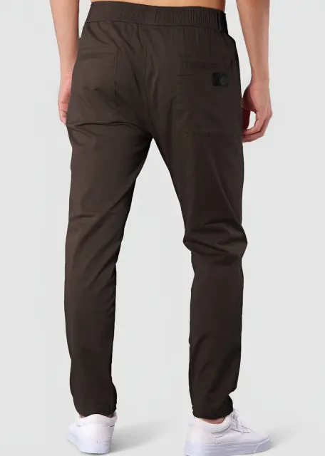Mens Joggers with Zipper Pockets Slim Fit Coffee