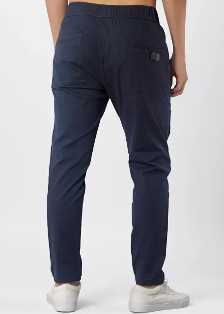 Mens Joggers with Zipper Pockets Slim Fit Navy Blue