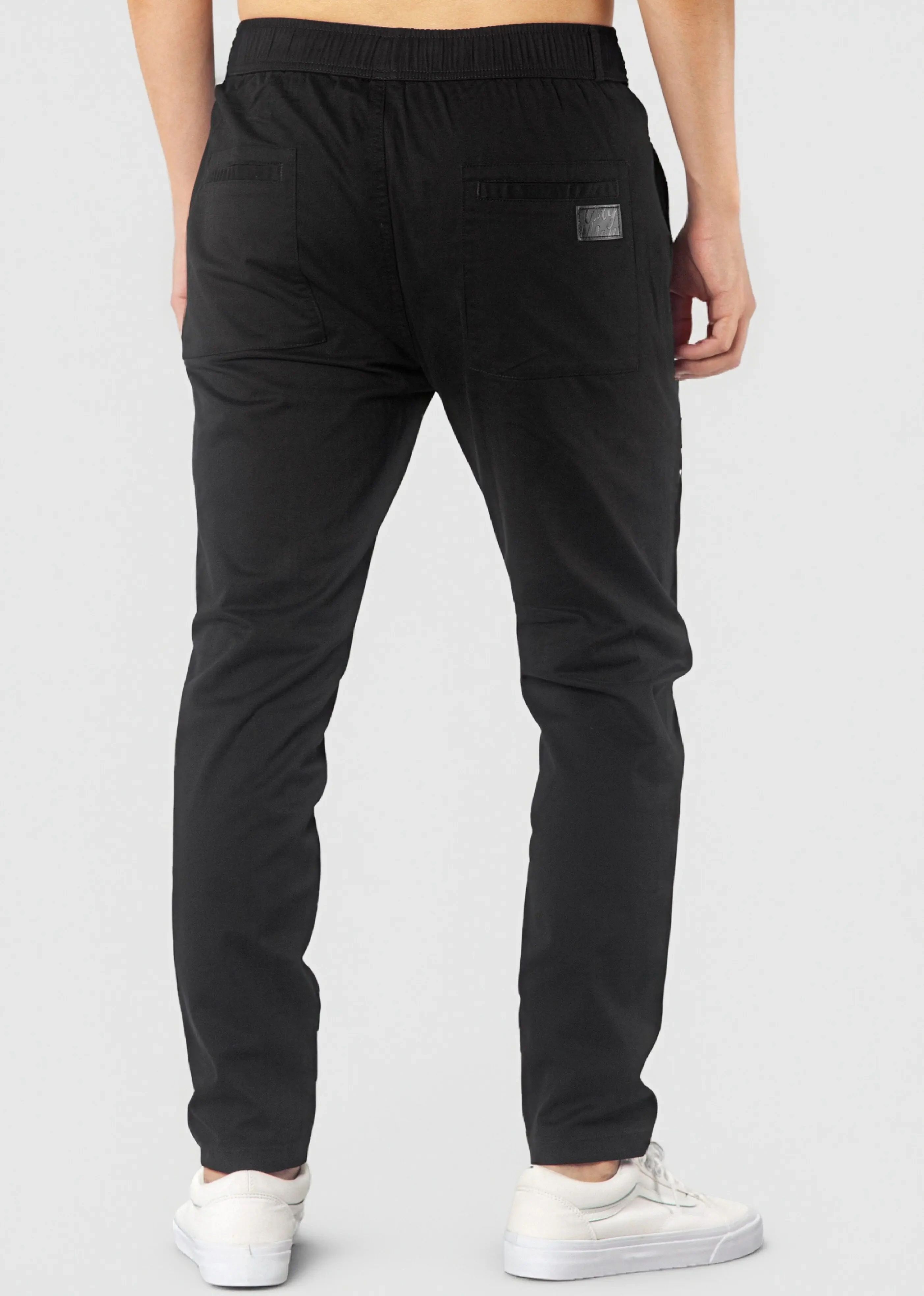 Mens Joggers with Zipper Pockets Slim Fit Black