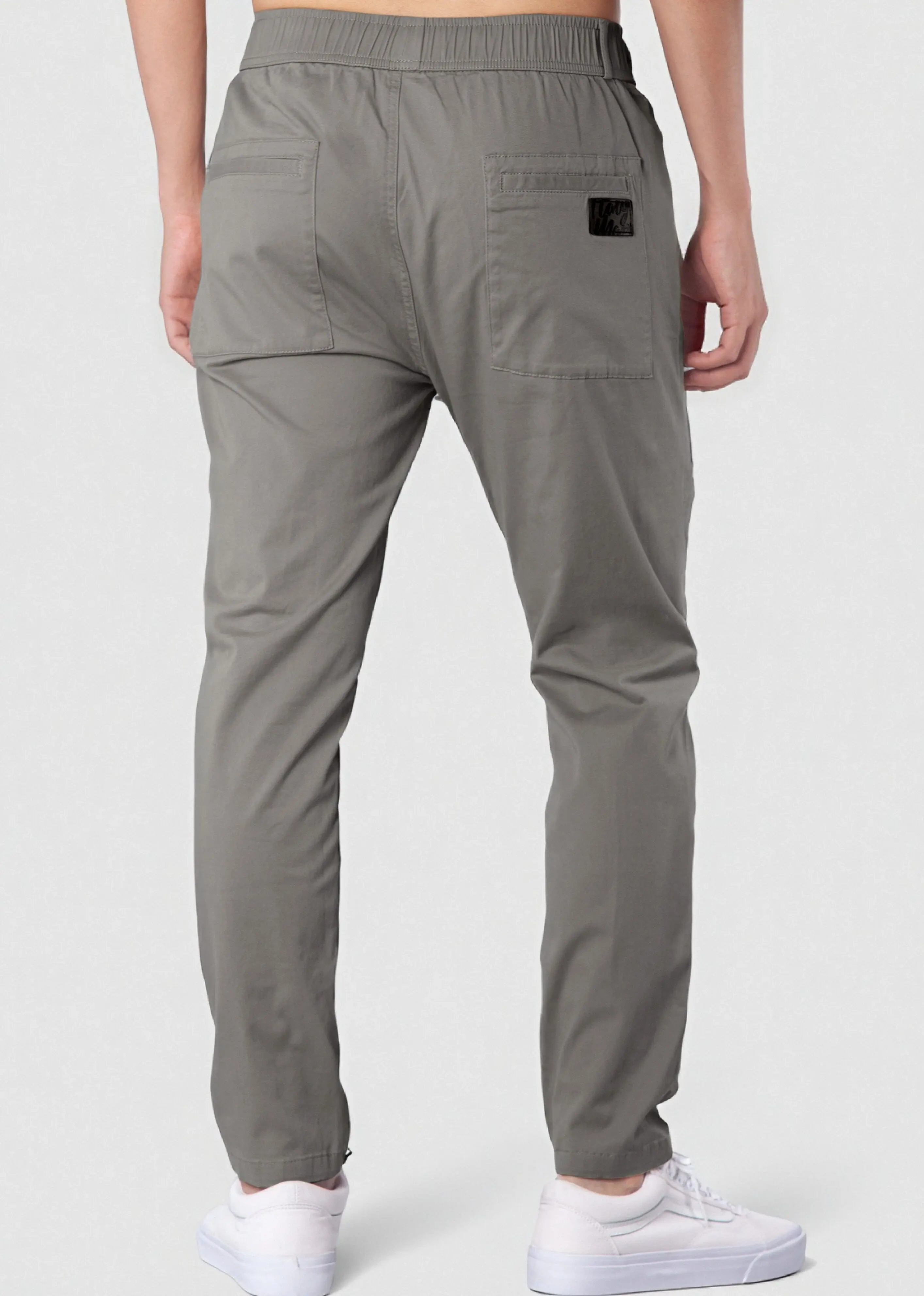 Mens Joggers with Zipper Pockets Slim Fit Mid Grey