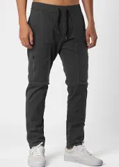 Mens Joggers with Zipper Pockets Slim Fit Dark Grey