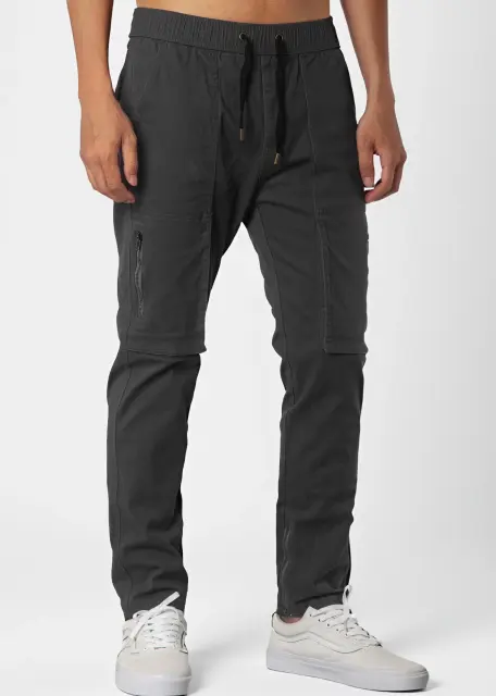 Mens Joggers with Zipper Pockets Slim Fit Dark Grey