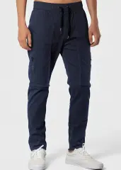 Mens Joggers with Zipper Pockets Slim Fit Navy Blue