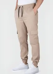 Men Cargo Joggers Athletic Pants Khaki