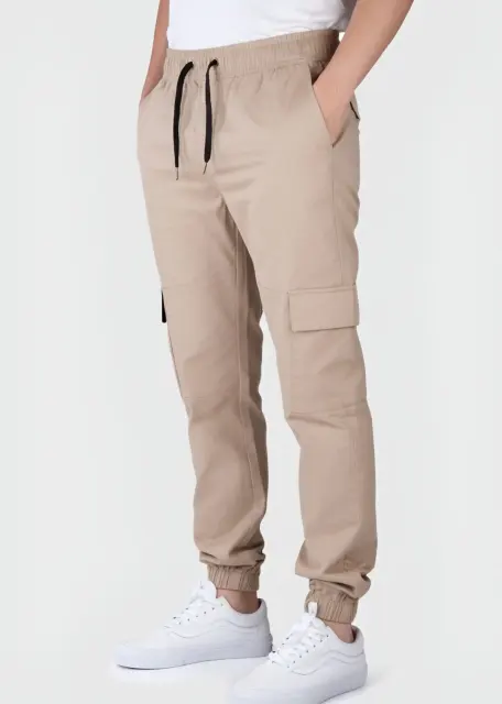 Men Cargo Joggers Athletic Pants Khaki