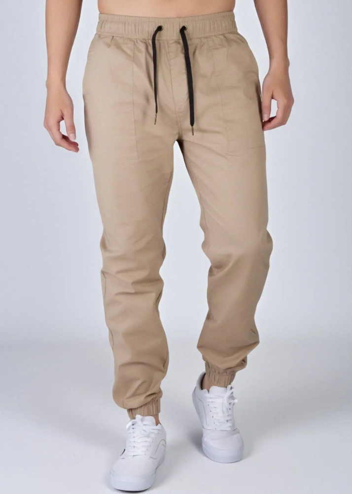 Men Joggers with Pockets Slim Fit Athletic Pants Khaki