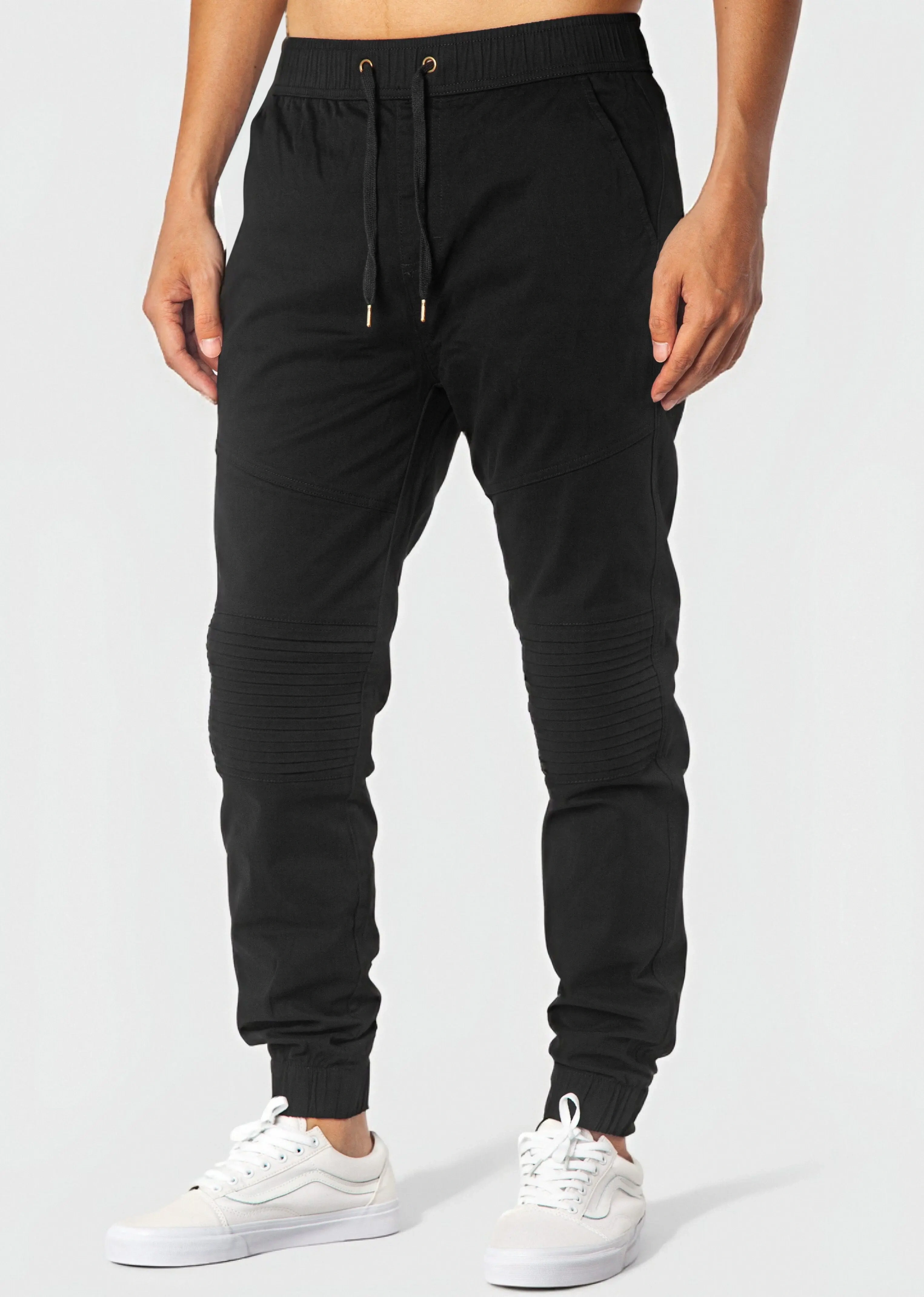 Men's Black Wrinkled Khaki Jogger Pants - Modern Fit