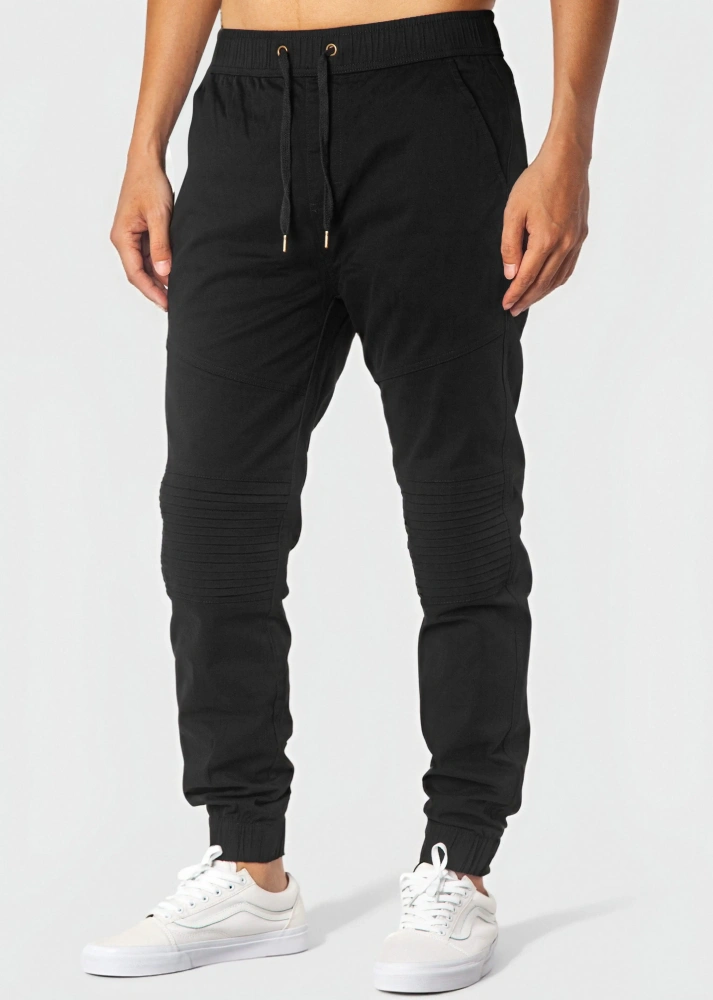 Men's Black Wrinkled Khaki Jogger Pants - Modern Fit