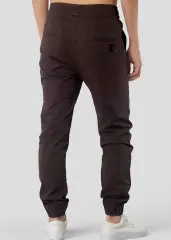 Man Khaki Jogger Pants with Wrinkled Design Slim Fit Coffee