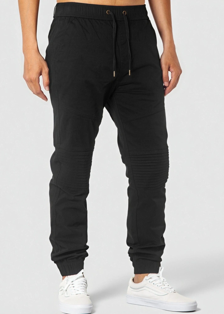 Men's Black Wrinkled Khaki Jogger Pants - Modern Fit