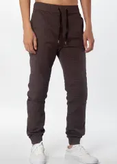 Man Khaki Jogger Pants with Wrinkled Design Slim Fit Coffee