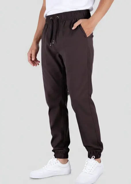Man Lightweight Jogger Pants Slim Fit Coffee