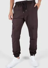Man Lightweight Cargo Jogger Pants Slim Fit Dark Brown