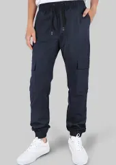 Man Lightweight Cargo Jogger Pants Slim Fit Navy Blue