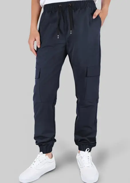 Man Lightweight Cargo Jogger Pants Slim Fit Navy Blue